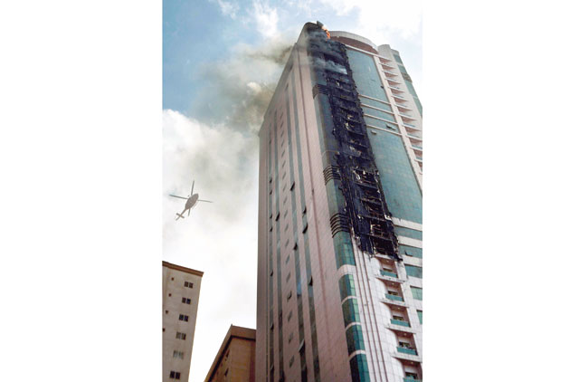 Terrified residents rescued from burning Sharjah tower